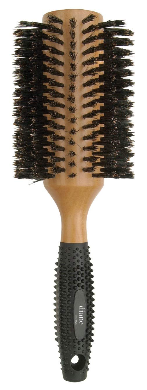 Diane 3 Inch Round Style Brush With Comfort Grip - Boar Bristle For Smooth Styling