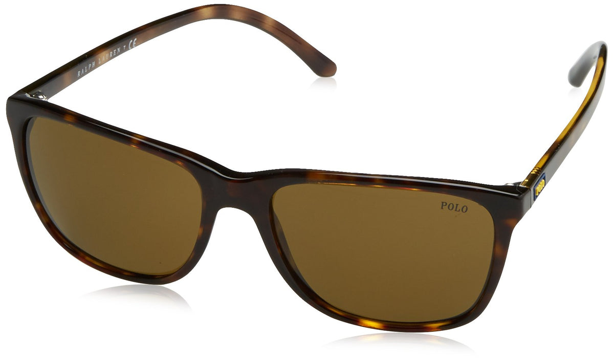 Polo Ralph Lauren Men’S Ph4108 57Mm Square Sunglasses, Shiny Dark Havana/Olive Green