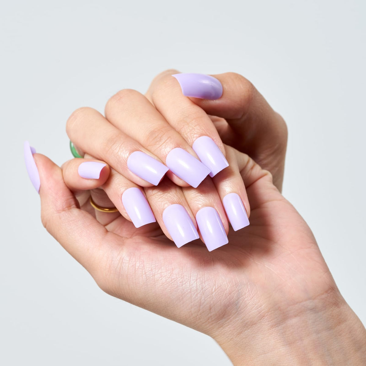 GLAMERMAID Pure Purple Press on Nails - Medium Square, Glossy Lavender, Reusable Acrylic Tips