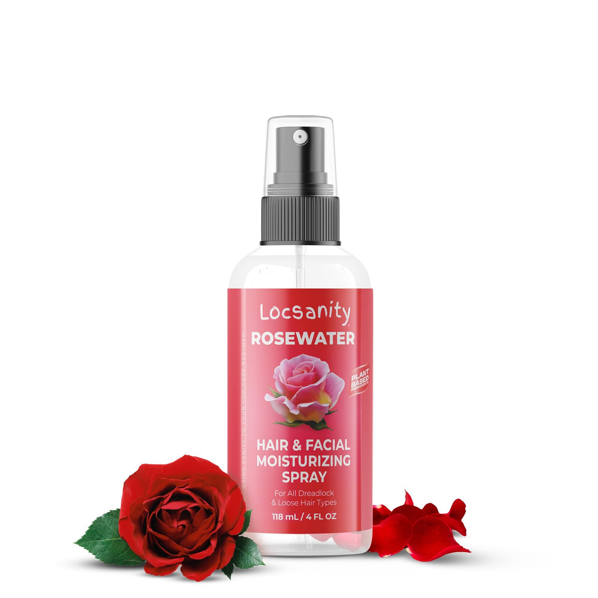 Locsanity Pure Rosewater Hair & Facial Spray - Hydrating Mist For Skin, 4Oz Trial Size