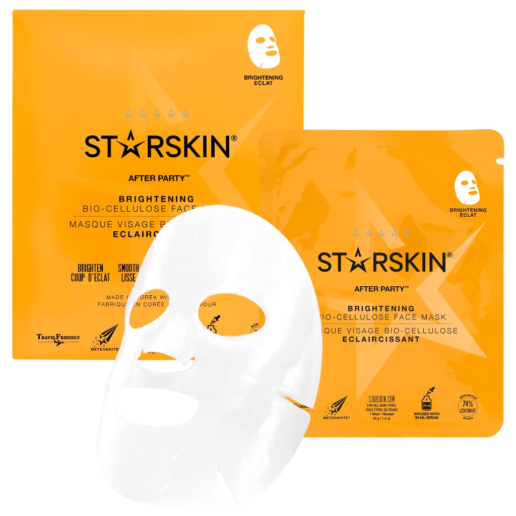 Starskin Instant Brightening Bio-Cellulose Face Mask - Award Winning Korean Sheet Mask, 30Ml