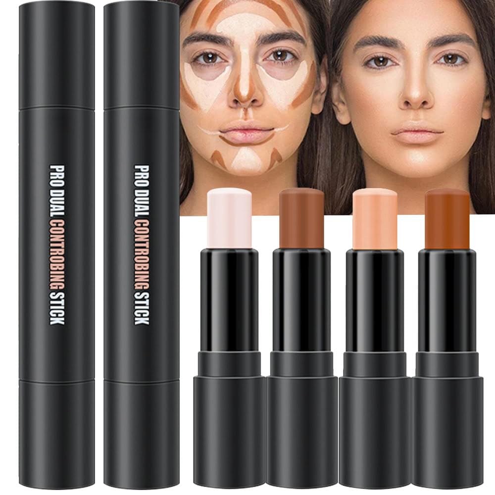 Evpct 4 Colors Contour Stick Makeup Set - Concealer & Highlighter Kit For Beginners, 0.64 Oz