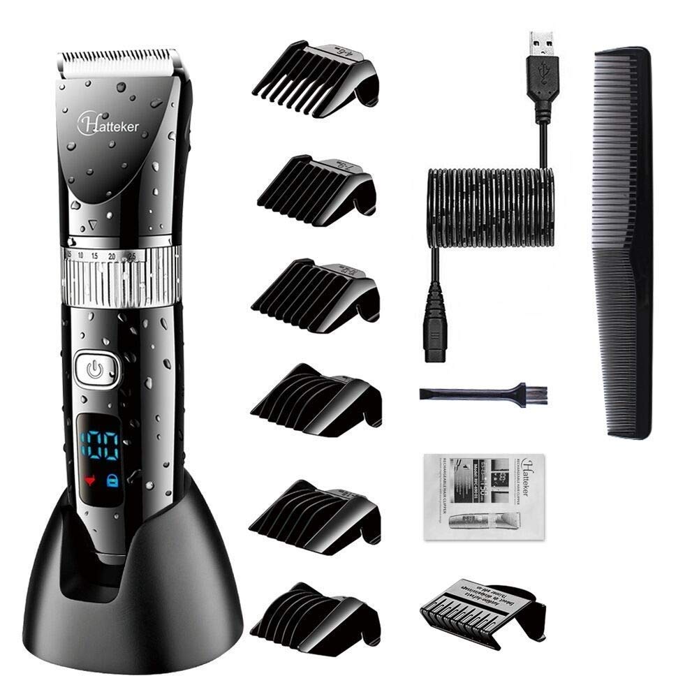 Hatteker Cordless Hair Trimmer Pro - Usb Rechargeable Beard Clippers, Waterproof 12 Piece Set