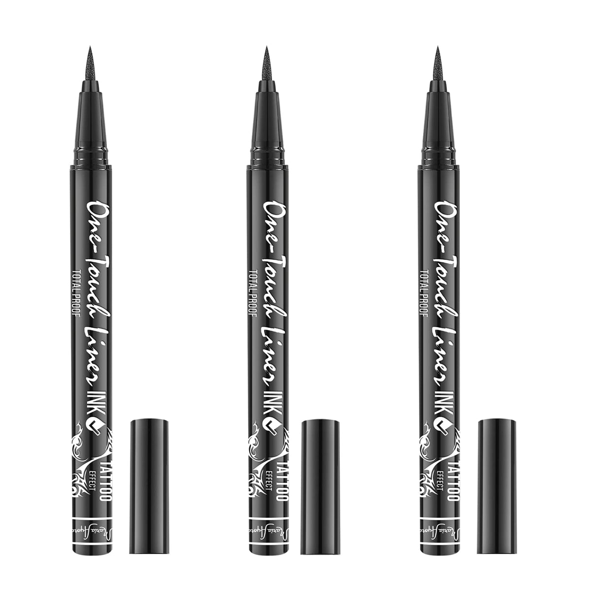 Maria Ayora Vegan Liquid Eyeliner Pens Triple Pack - Classic Black, Waterproof, Smudgeproof, Quick Dry