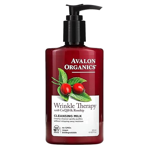 Avalon Organics Cleansing Milk, Wrinkle Therapy With Coq10 & Rosehip, 8.5 Oz