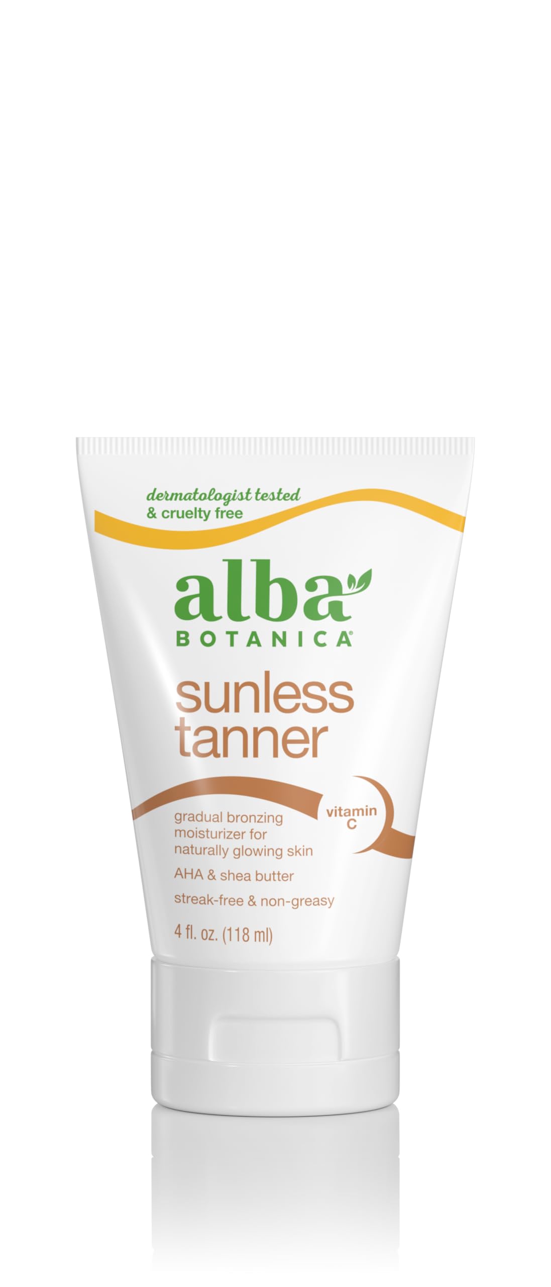 Alba Botanica Sunless Tanner, Gradual Bronzing Moisturizer With Vitamin C, 4 Oz