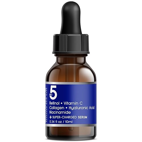 Dermedicine 5-in-1 Face Serum with Retinol, Vitamin C, Hyaluronic Acid, 0.33 Fl Oz