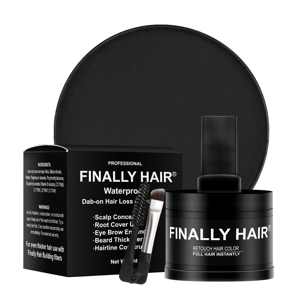 Finally Hair Waterproof Black Hair Fibers - Hair Loss Concealer & Root Cover Up, 1 Count