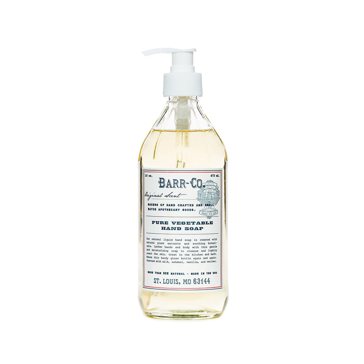 Barr-Co. Original Scent Hand Soap - Vegan Liquid Soap With Oat, Vanilla & Vetiver, 16 Fl Oz