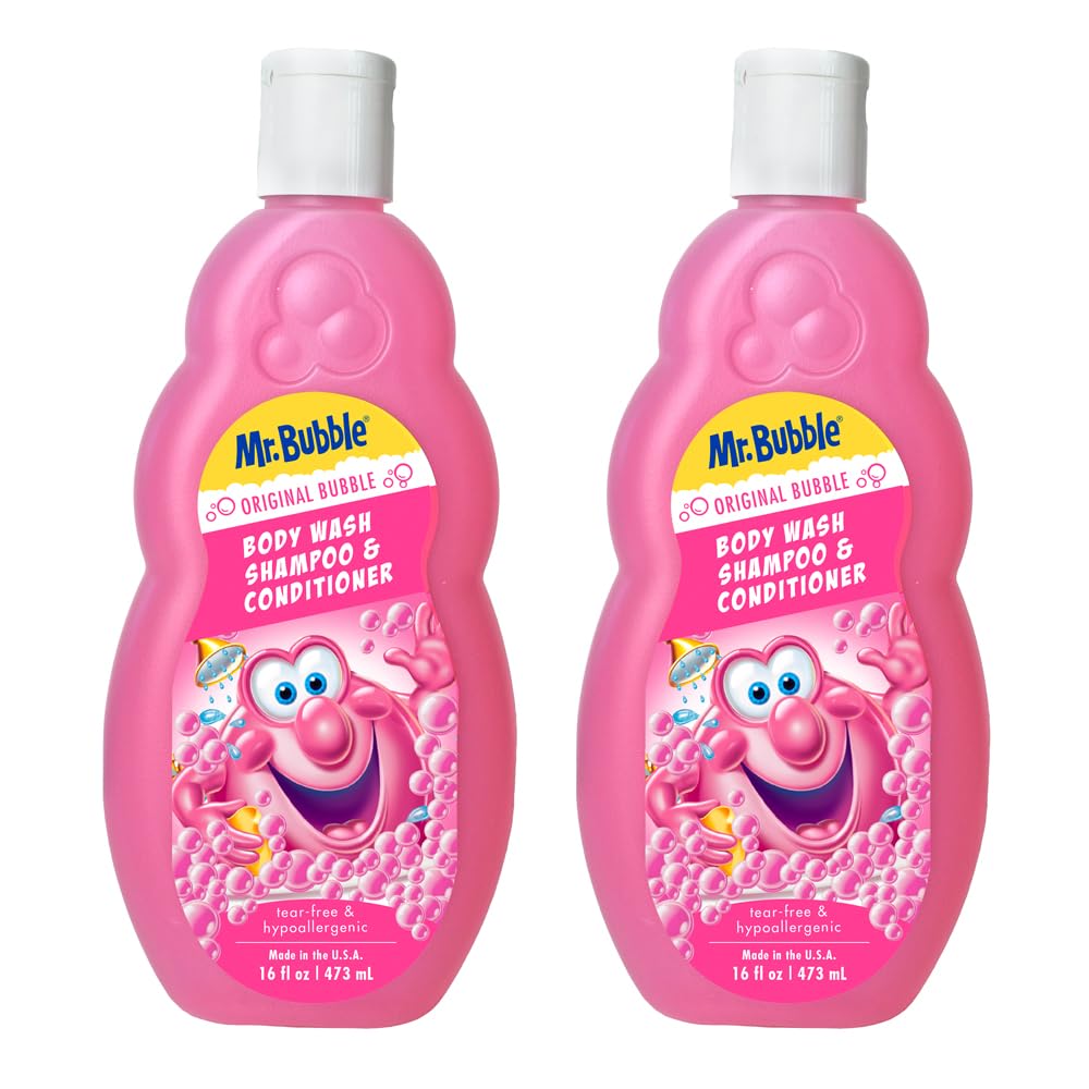 Mr. Bubble 3In1 Shampoo, Conditioner, Body Wash - Tear Free, Bubble Gum Scent, 16 Fl Oz (2