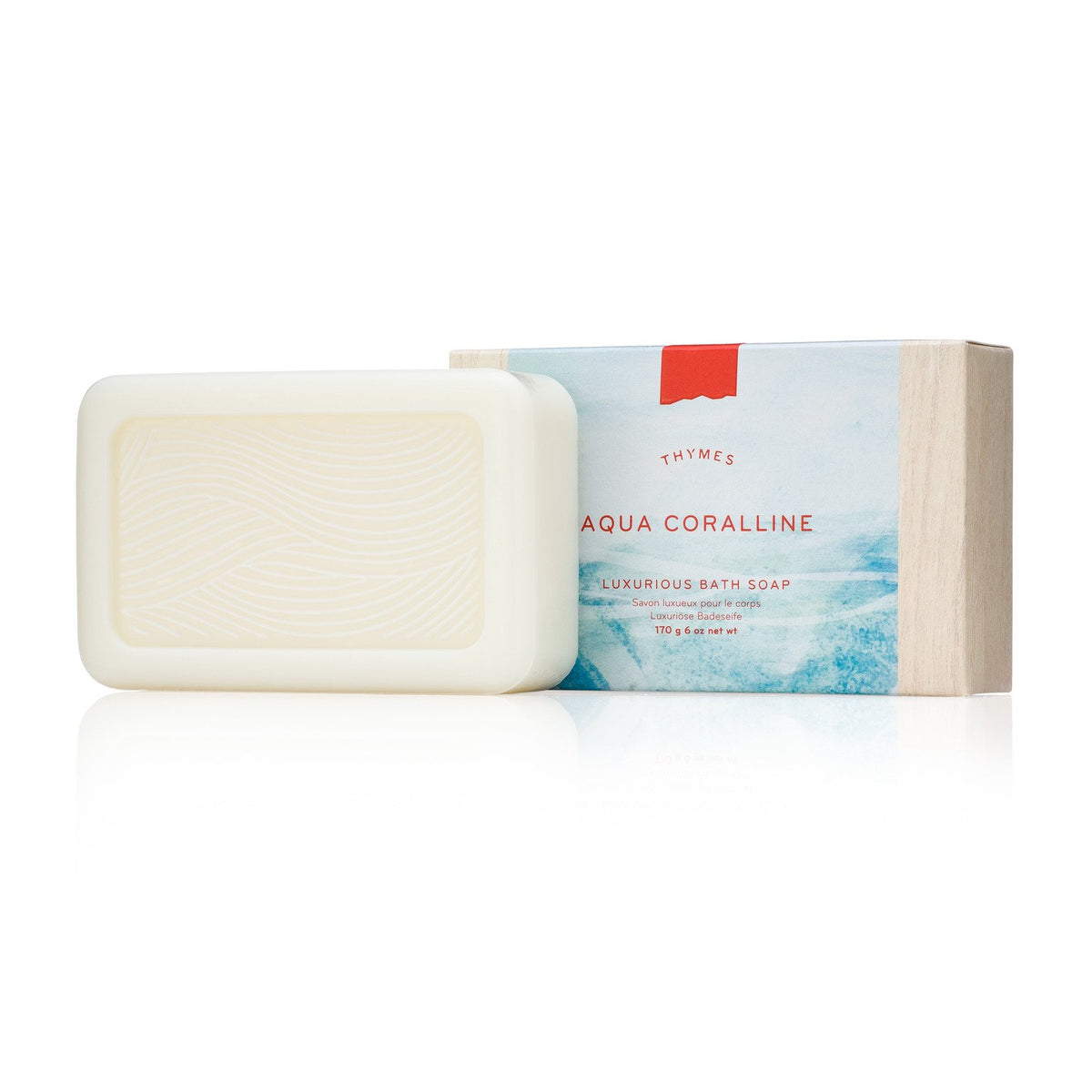 Thymes Aqua Coralline Bath Soap - 6 Oz Gentle Bar Soap Cleanser For Refreshing Cleanliness