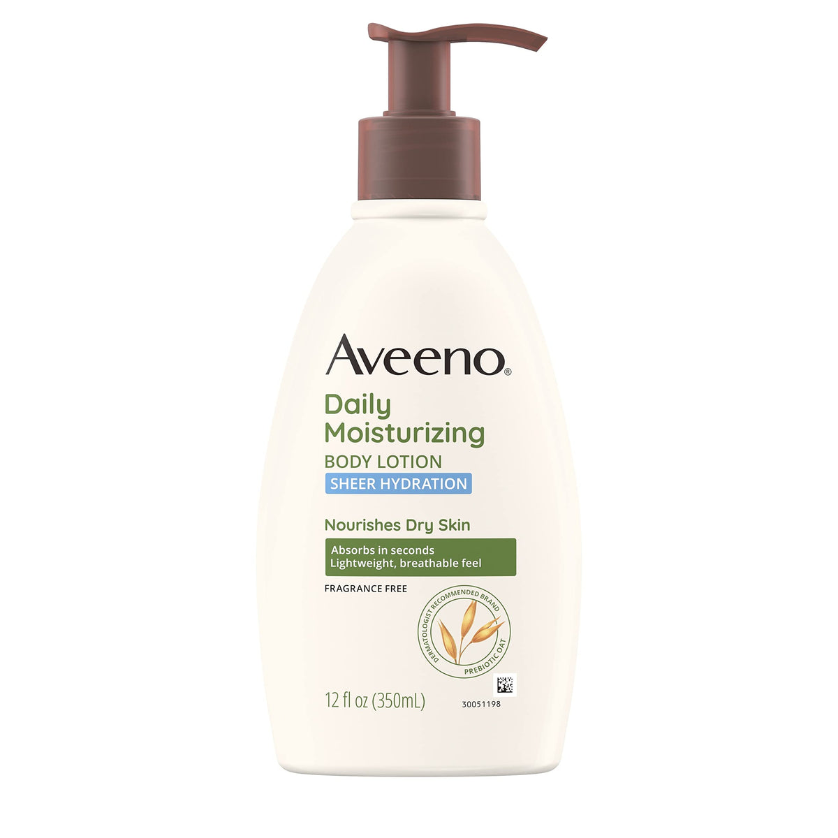 Aveeno Sheer Hydration Fragrance-Free Lotion, Fast-Absorbing, 12 Fl. Oz For Dry Skin