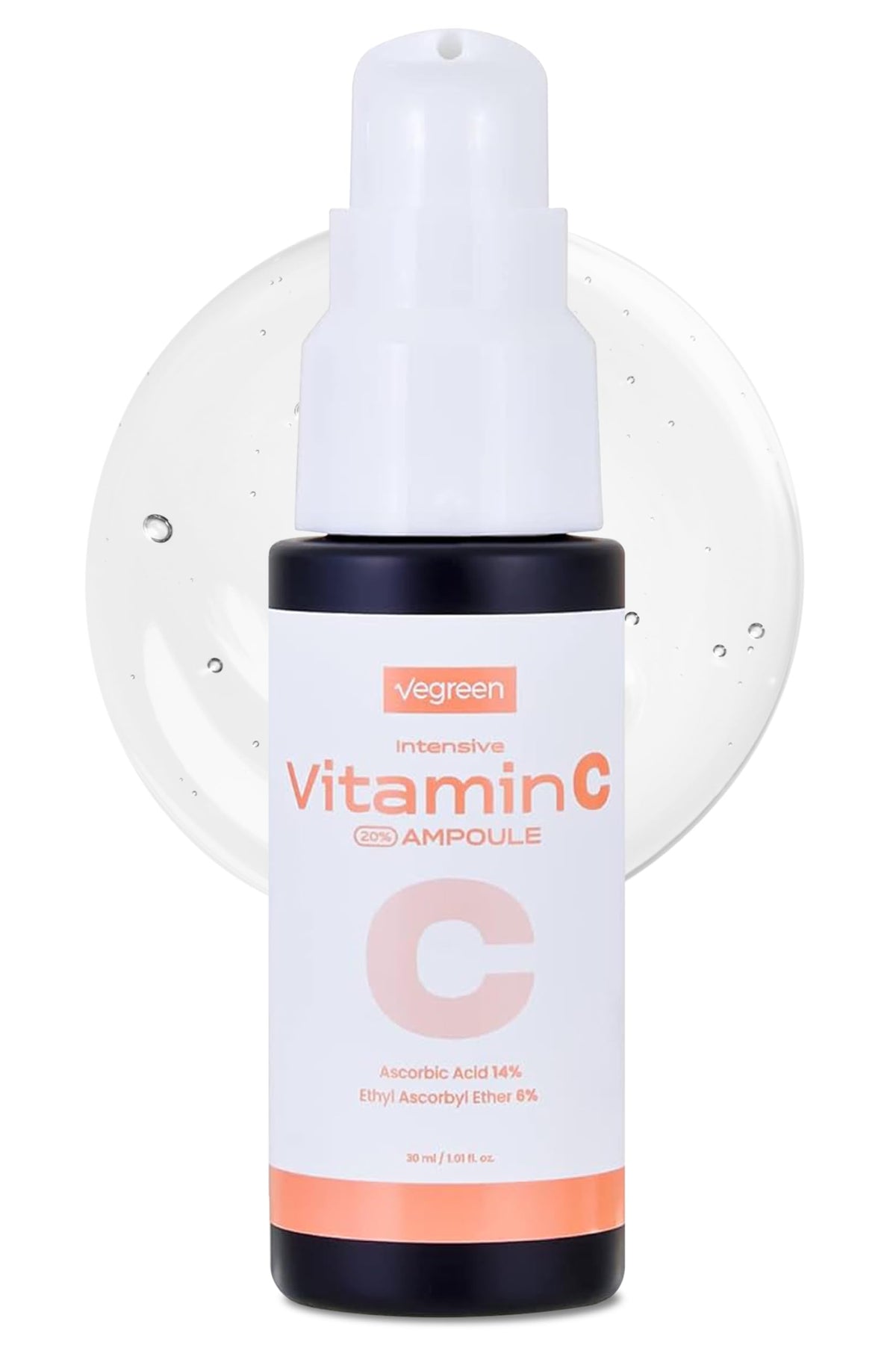 Vegreen Vitamin C Face Serum Ampoule - Glass Skin, Age-Defying, Skin Brightening, 1.01 Fl Oz