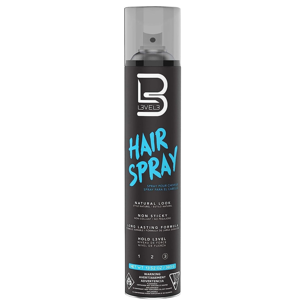 L3 Level 3 Hair Spray - Strong Hold, Long Lasting, 13.52 oz - For Men & Women