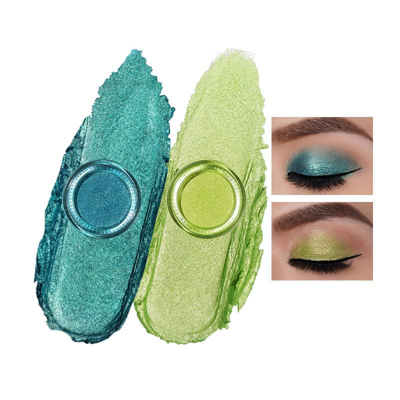 Oulac Cream Eyeshadow & Highlighter, Waterproof, Highly Pigmented, 2Pcs Green Set, 6G