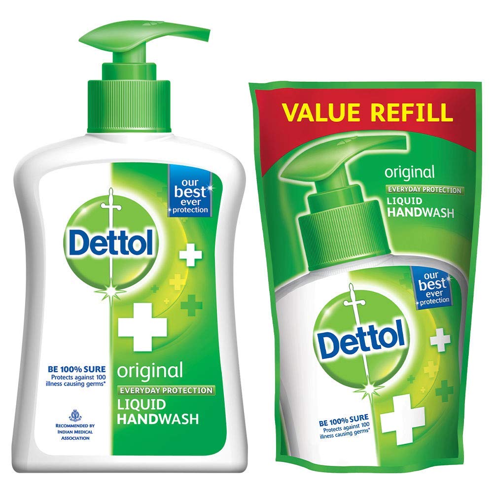 Dettol Liquid Handwash (Original) 200 Ml + Free 175 Ml - Antibacterial Clean & Fresh