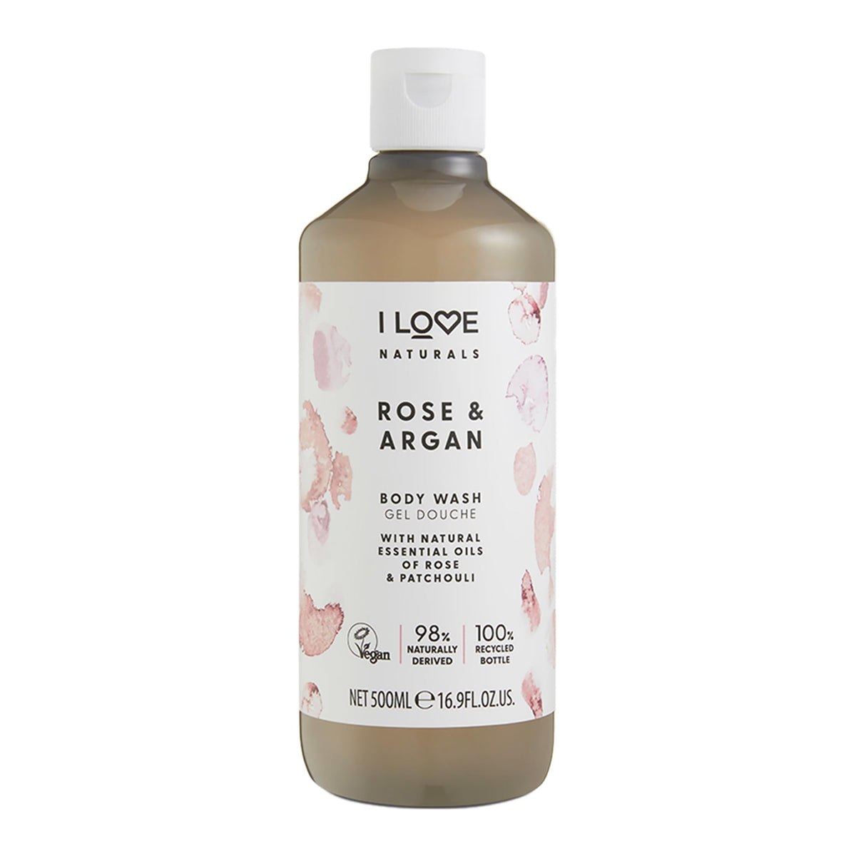 I Love Naturals Rose & Argan Body Wash - Moisturizing Plant-Based Cleanser, 16.9 oz