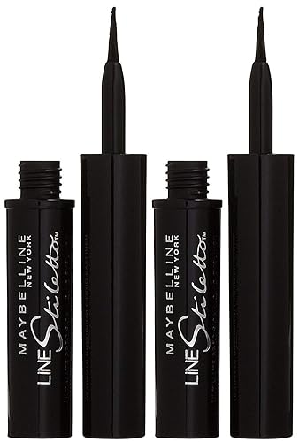 Maybelline Line Stiletto Precision Liquid Eyeliner, Blackest Black - 2 Pack