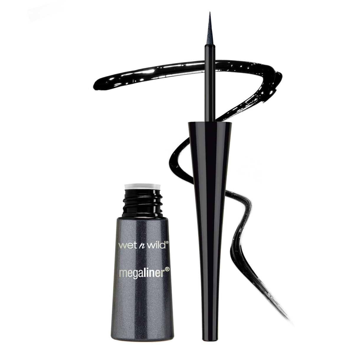 Wet N Wild Megaliner Liquid Eyeliner - Black, 1 Count - Waterproof, Long-Lasting Eyeliner