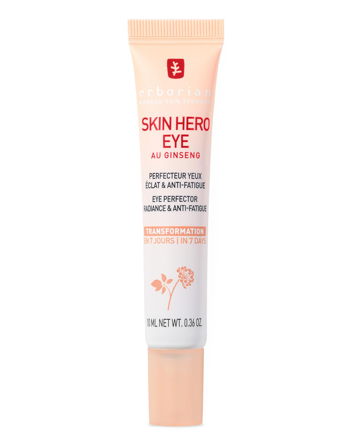 Erborian Skin Hero Eye Cream - Peach Tinted, Hydrating For Dark Circles & Puffiness - 10Ml