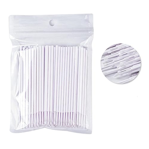 Mekupeu 400 PCS Micro Applicator Brushes - Disposable Eyelash Extension Wands, White