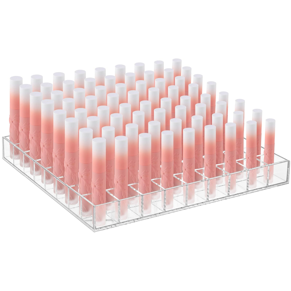 Mumufy Clear Acrylic Lipstick Holder Organizer - 72 Slot Makeup Display Case For Vanity & Bathroom