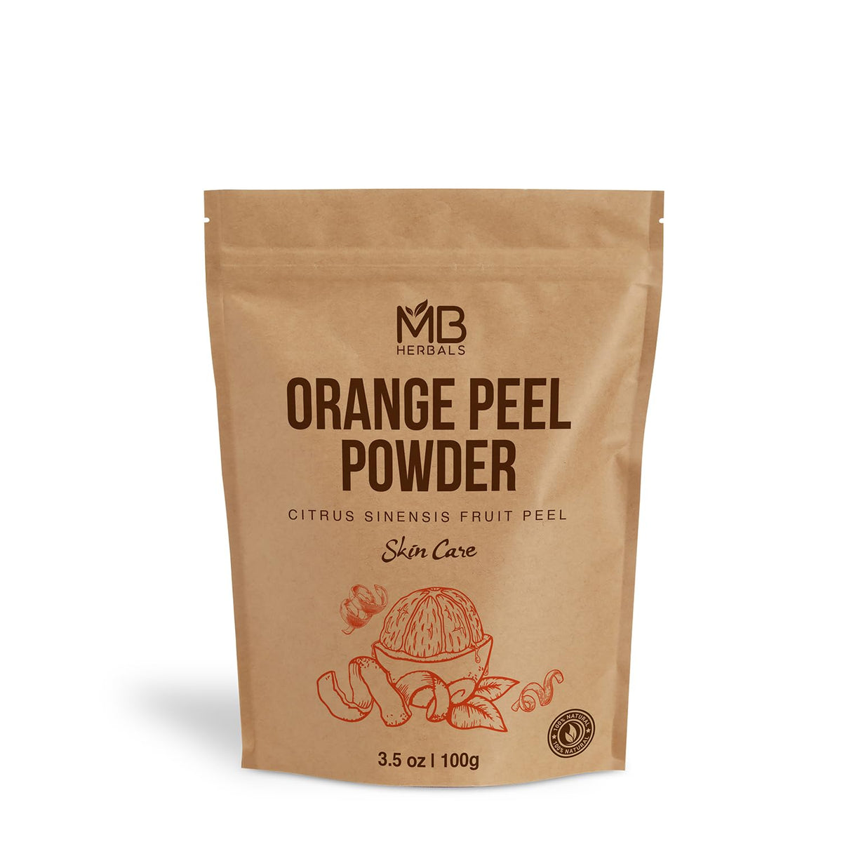 Mb Herbals Pure Orange Peel Powder 100G - 100% Natural, No Preservatives, For Face Packs