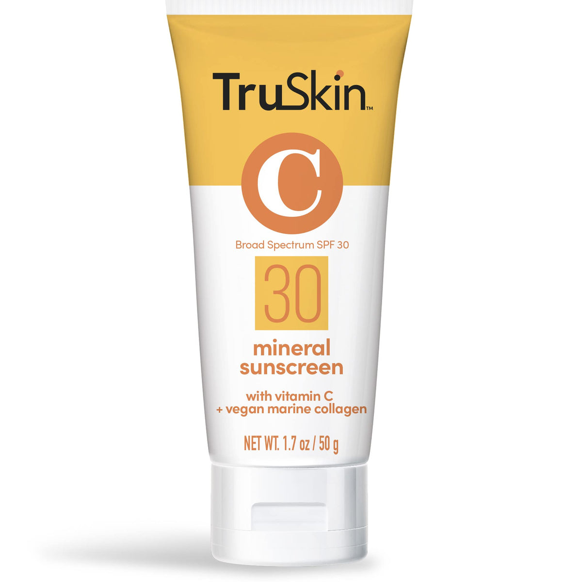 Truskin Mineral Face Sunscreen Spf 30 - Zinc Oxide, Vitamin C & Vegan Collagen, 1.7 Fl Oz