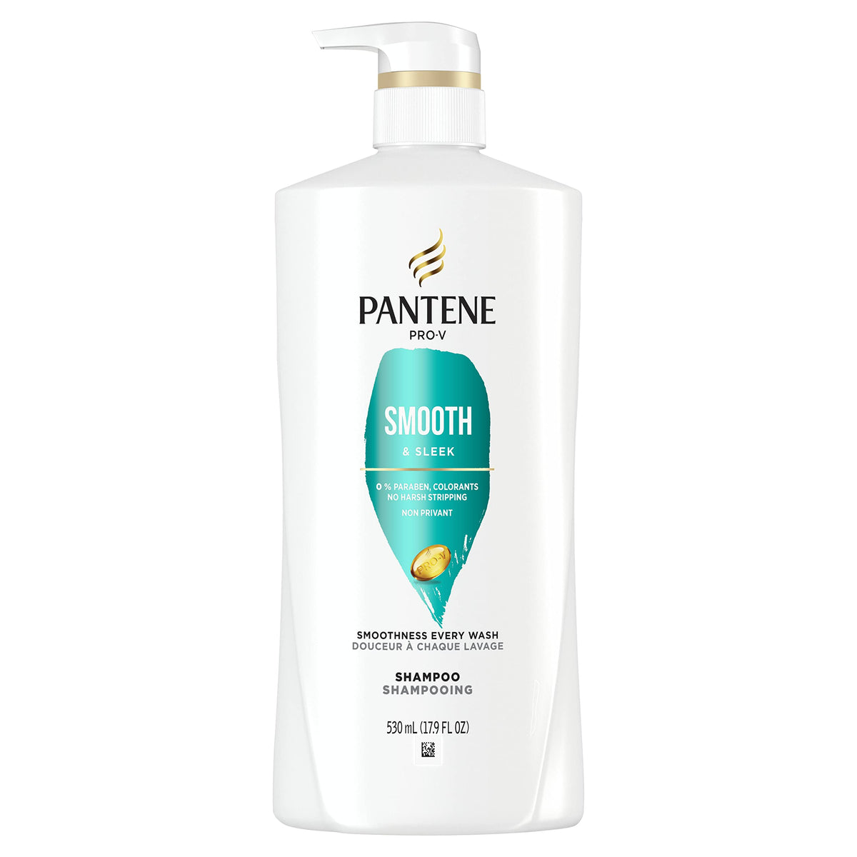 Pantene Pro-V Smooth And Sleek Shampoo, 17.6 Fl Oz Pump Bottle For Frizz Control