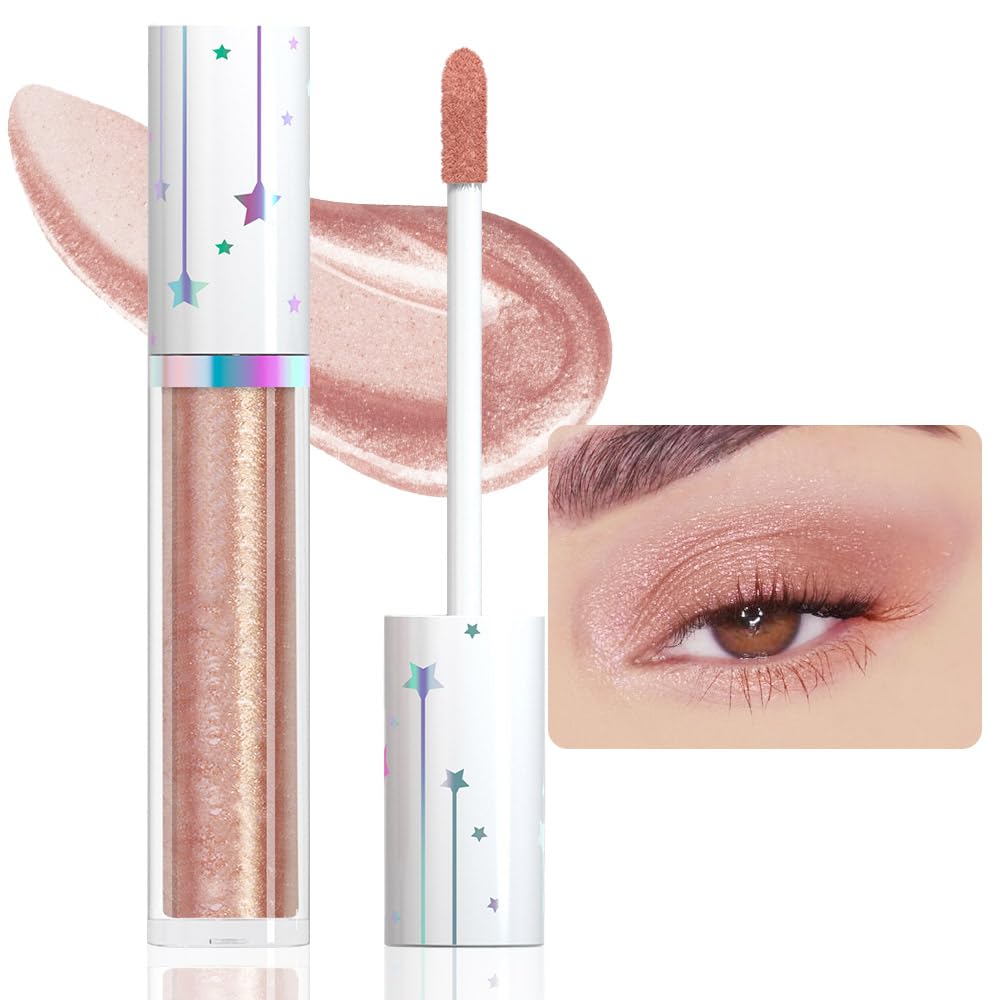 Evpct Liquid Shimmery Glitter Eyeshadow Eyeliner, Waterproof Metallic Stick, Cherry Blossom Pink