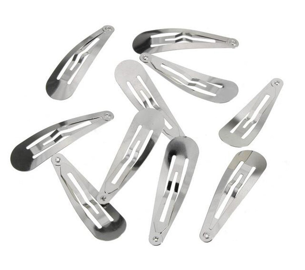 Pinklife Silver Metal Mini Snap Hair Clips - 50 Pcs 30mm Hair Barrettes Accessories