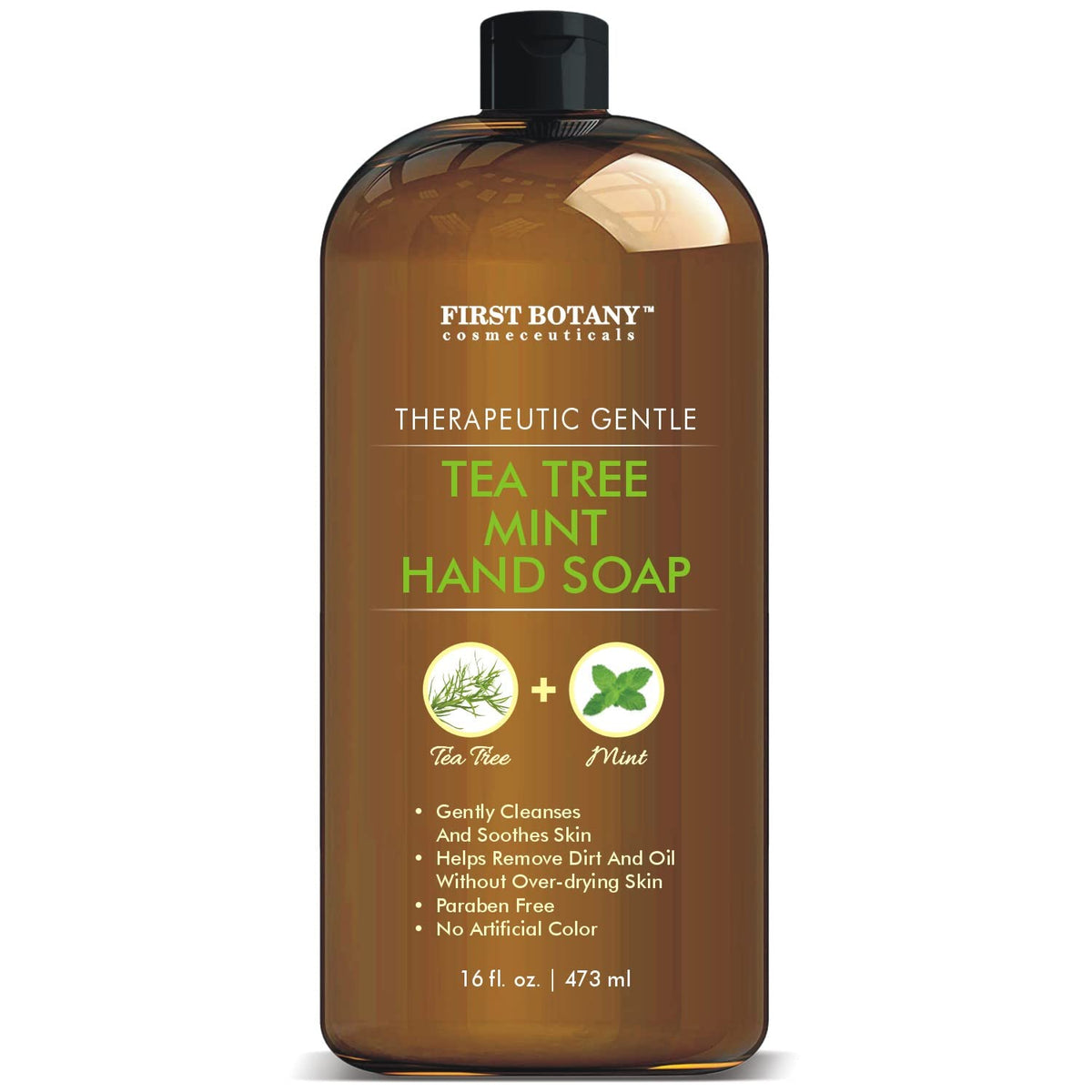 First Botany Tea Tree Mint Hand Soap - Liquid Soap With Peppermint & Coconut Oil, 16 Oz