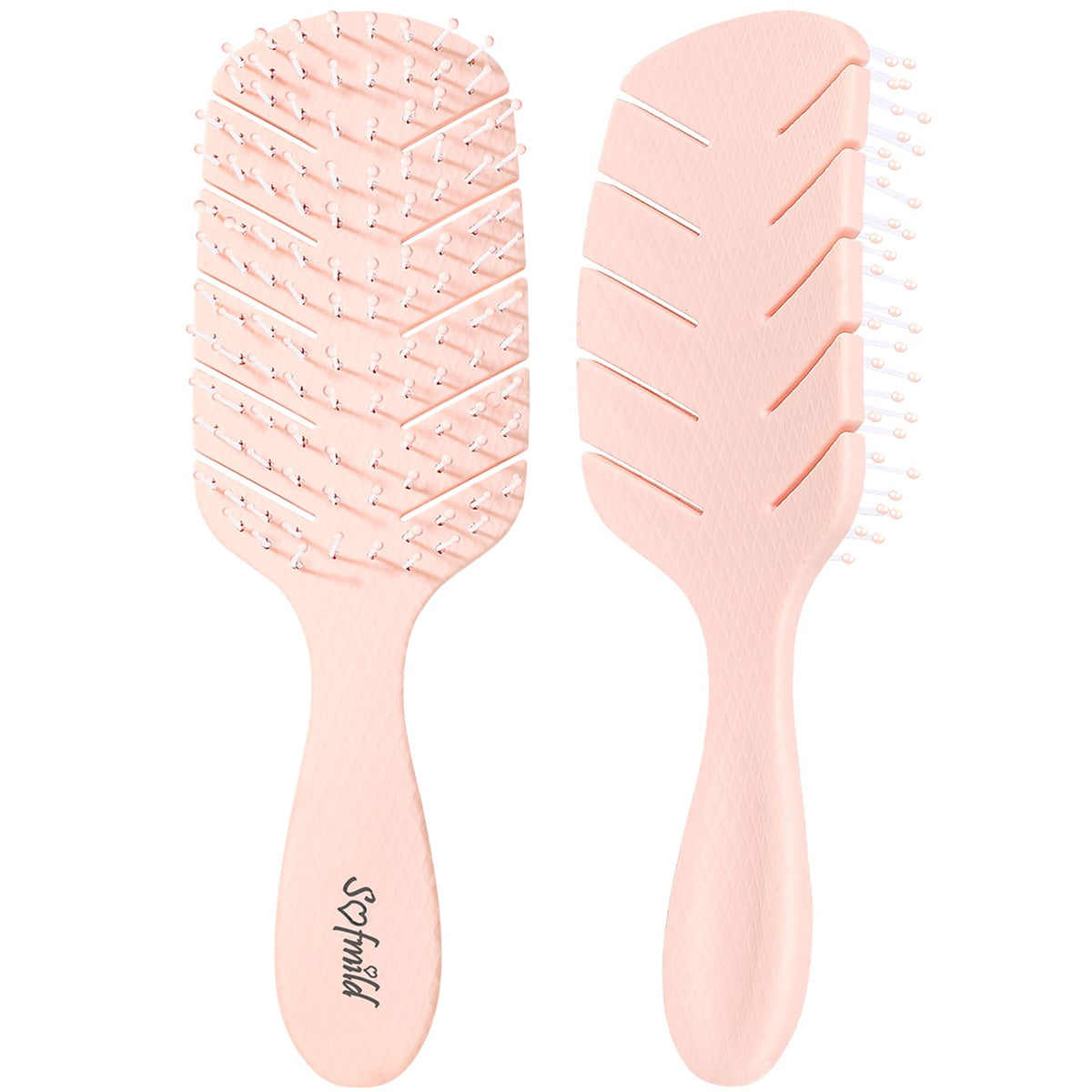 Sofmild Curved Vented Paddle Hair Brush - Detangle, Blow Dry, Soft Bristles for Thick Curly Hair