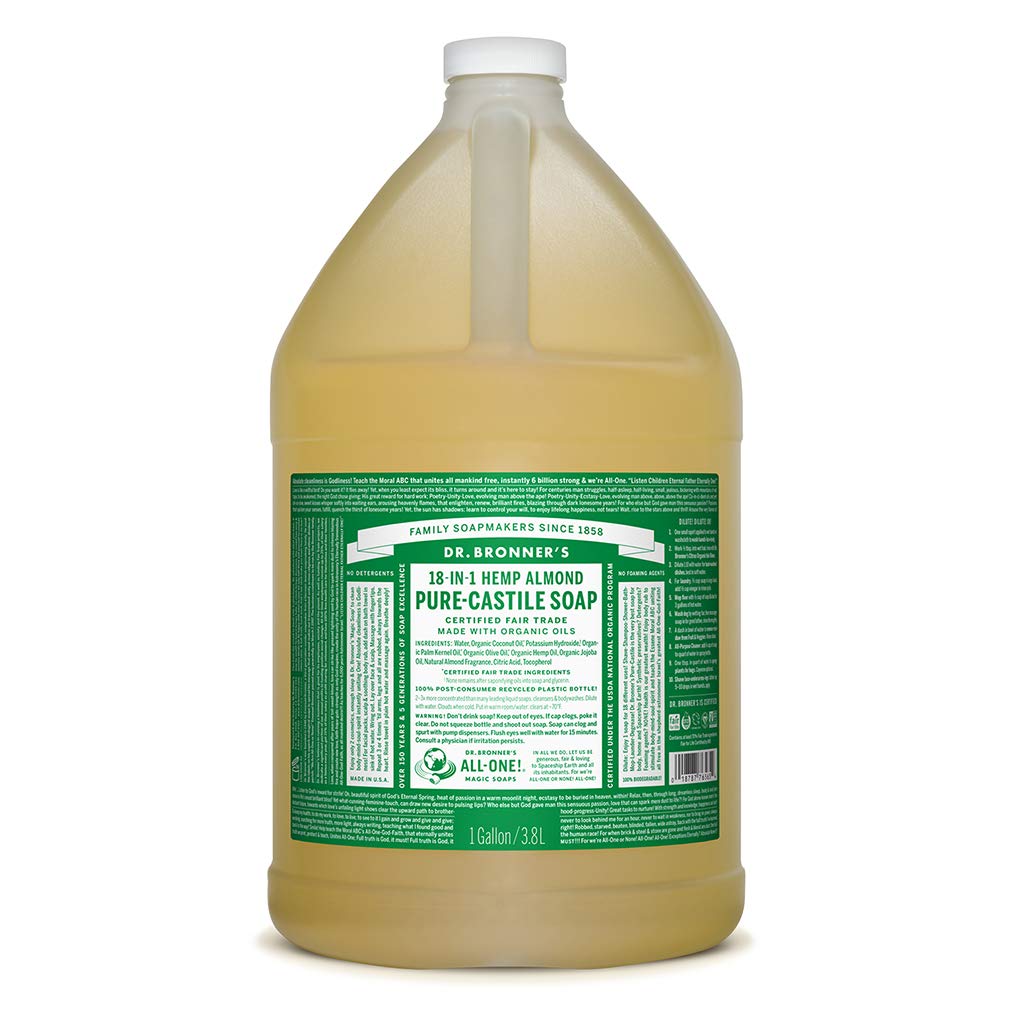 Dr. Bronner'S Pure-Castile Liquid Soap - Almond Scent, 1 Gallon, Organic, Vegan, 18-In