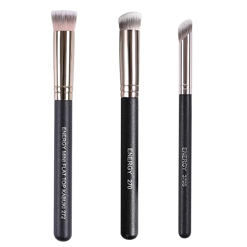 ENERGY Professional Concealer Brush Set - Angle, Flat Top for Liquid, Cream & Powder Makeup