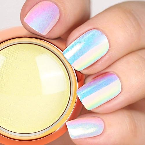 PrettyDiva Aurora Nail Powder - Holographic Chrome Pigment for Stunning Nail Manicures