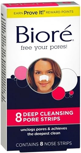 Biore Deep Cleansing Pore Strips For Nose, 8 Count (Pack Of 8) - White Magnet Material