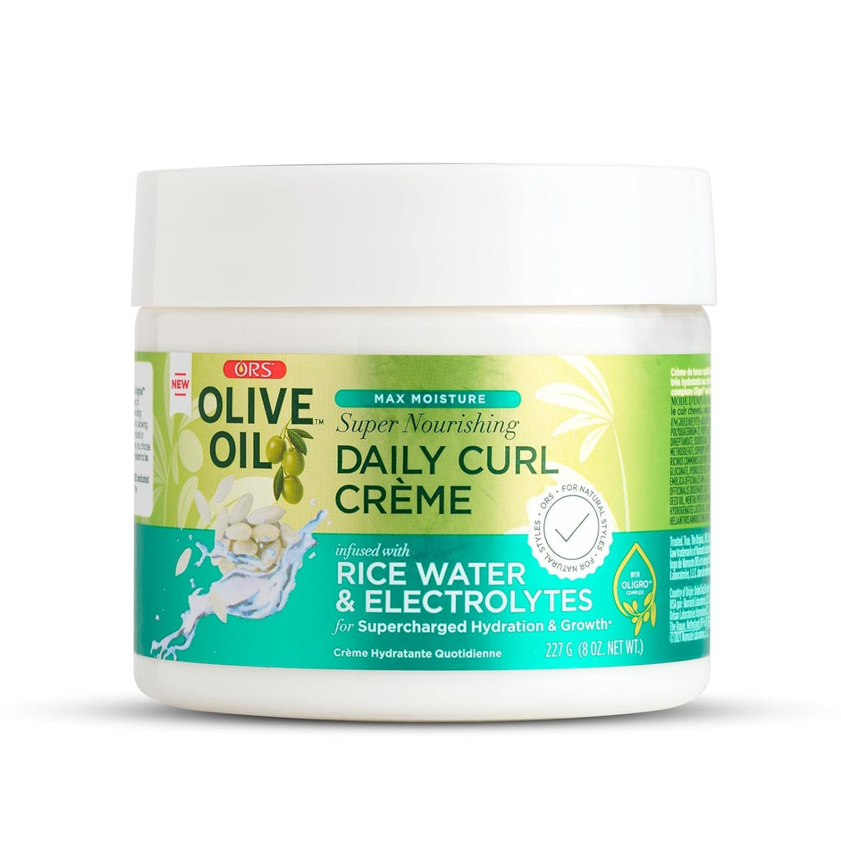 Ors Olive Oil Max Moisture Curl Crème With Rice Water & Electrolytes, 8 Oz