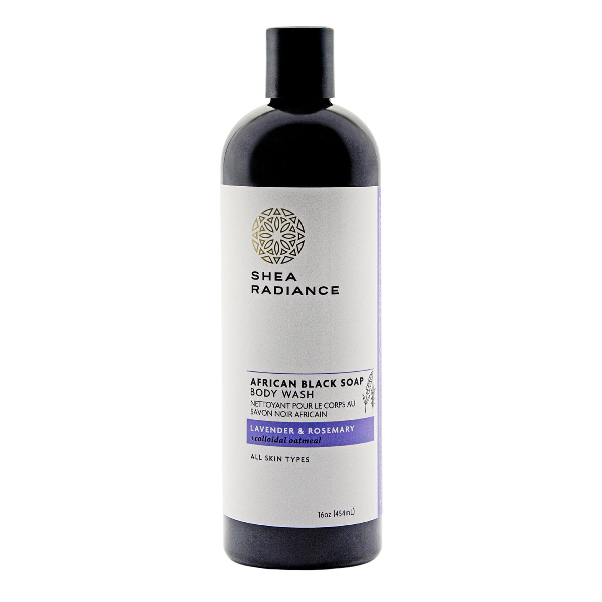 Shea Radiance African Black Soap Body Wash For Dry Skin & Eczema - Lavender Rosemary, 16 Oz