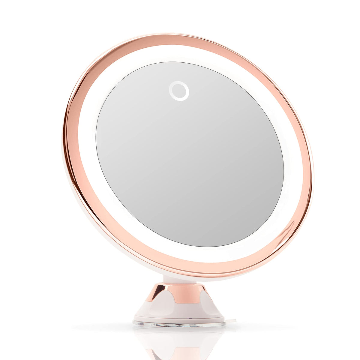 Fancii 10X Lighted Makeup Mirror - 8&quot; Rose Gold Travel Mirror with Dimmable LEDs, USB & Battery Oper