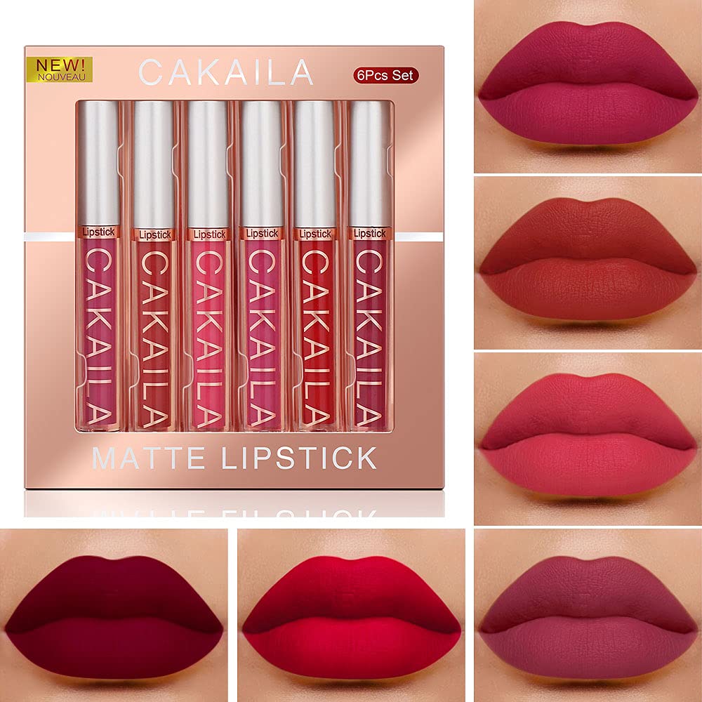 Karnar 6Pcs Matte Liquid Lipstick Set - Long Lasting Waterproof Dark Red Lip Stain For Women