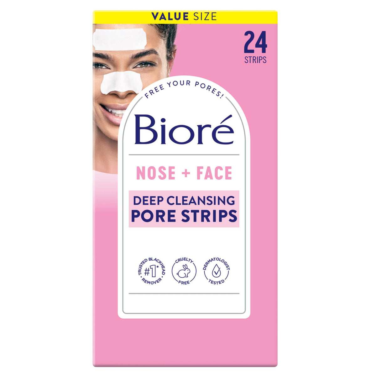 Bioré Blackhead Remover Strips, Deep Cleansing For Nose, Chin, Forehead, 24 Count