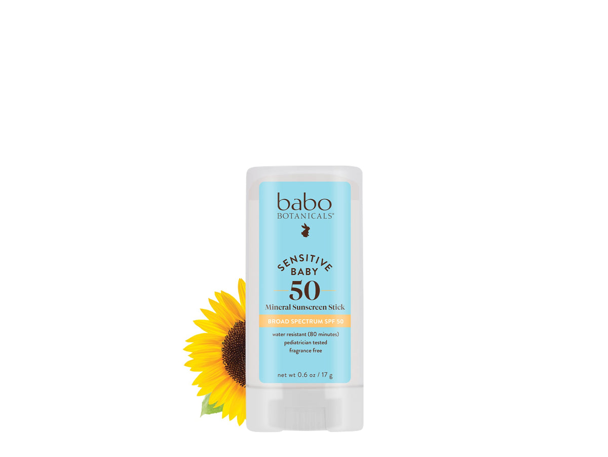 Babo Botanicals Spf 50 Sensitive Baby Mineral Sunscreen Stick - 70% Organic, Fragrance-Free