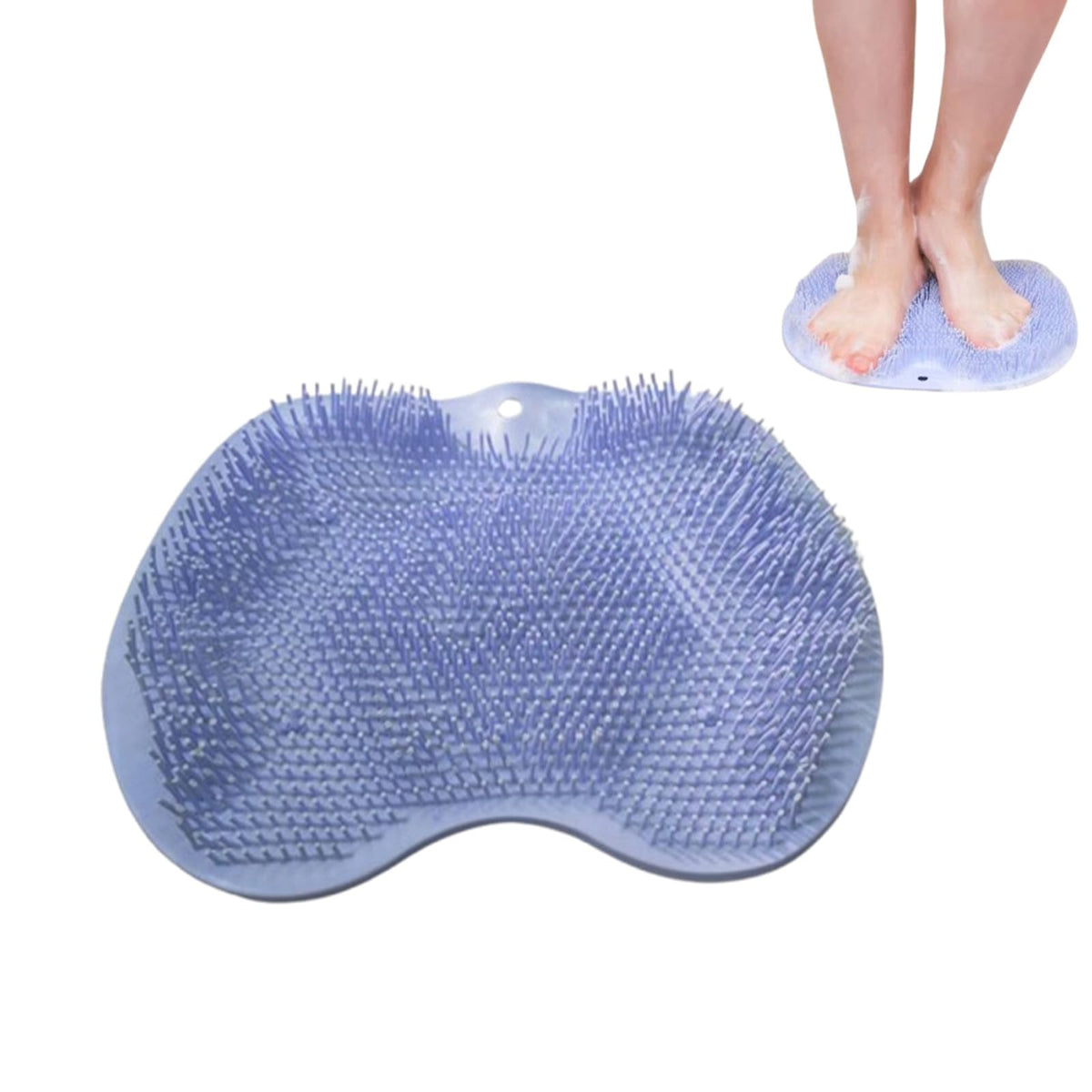 Yvpsi Blue Shower Foot & Back Scrubber - Wall Mounted Silicone Massage Pad With Suction Cups