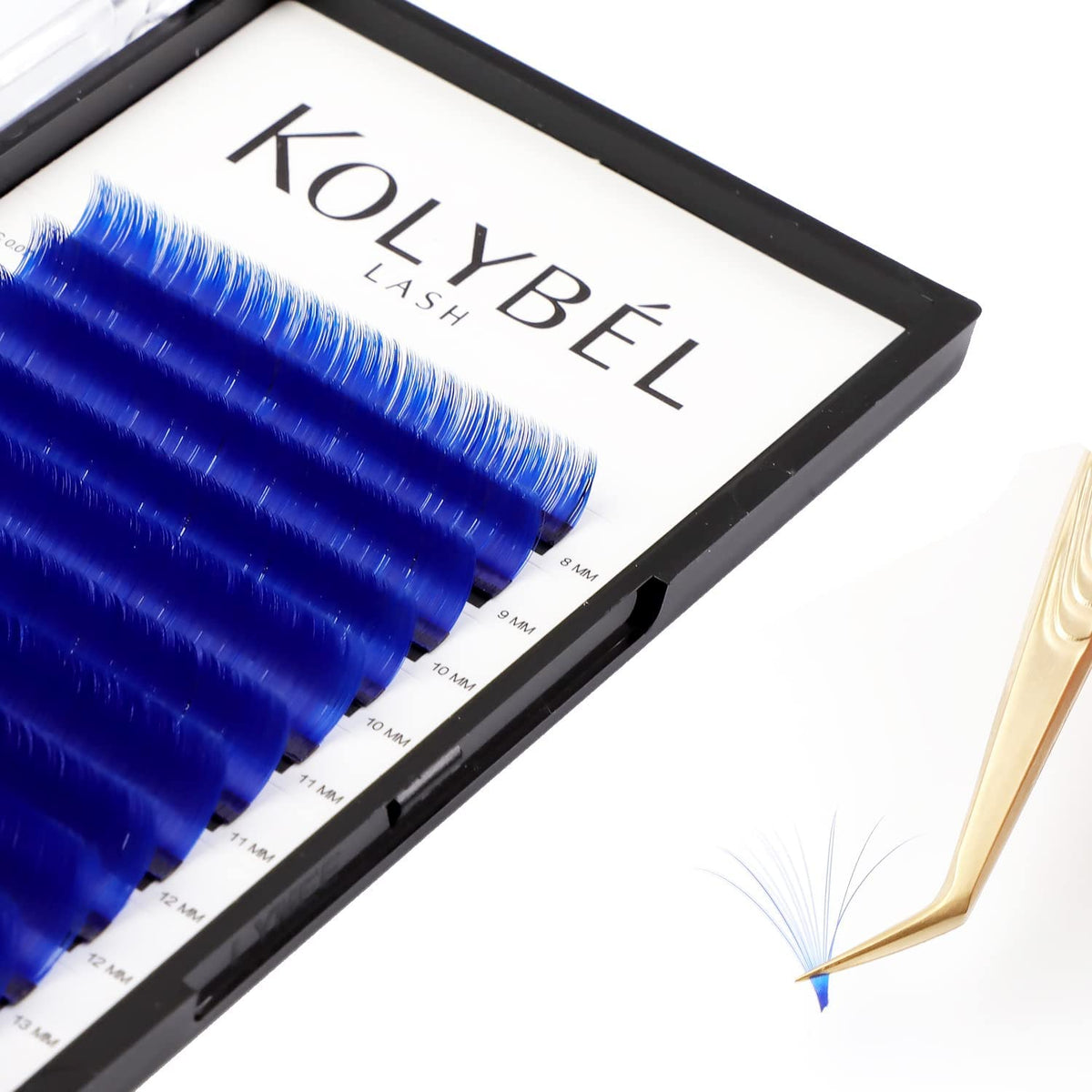 Kolybel Blue Volume Lash Extensions 0.07 mm C D Curl 8-15mm Auto Blooming Easy Fan Lashes