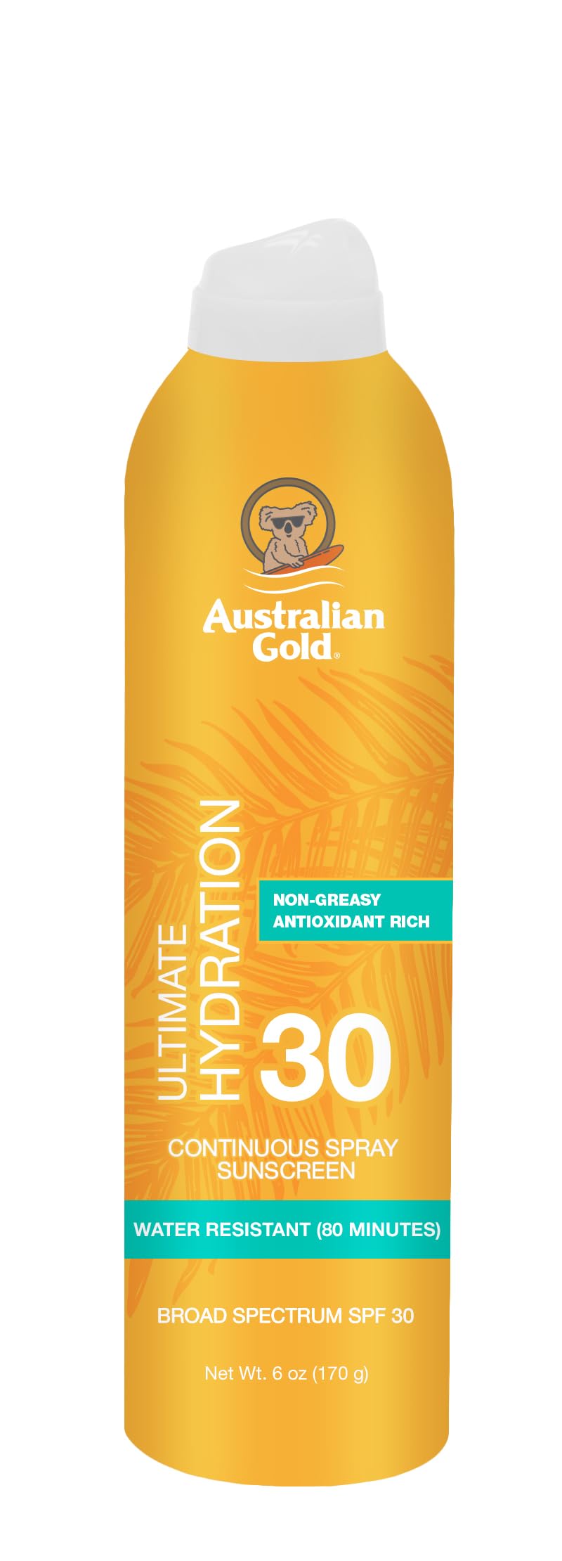 Australian Gold Spf 30 Continuous Spray Sunscreen, 6 Oz, Water Resistant, Vegan, Cocoa Dreams Scent