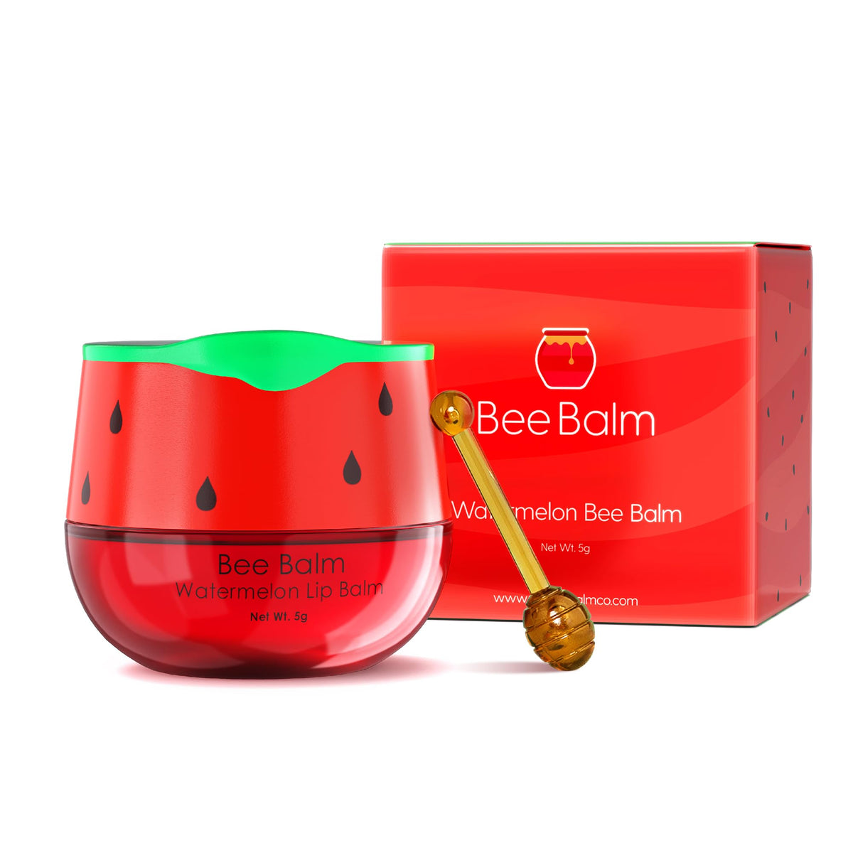 Bee Balm Watermelon Lip Balm - Hydrating Lip Butter For Dry Lips With Propolis & Vitamin E