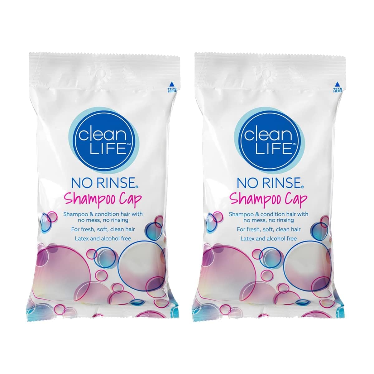 No-Rinse Shampoo Cap By Cleanlife - Microwaveable, Rinse-Free, Pack Of 2, Latex-Free