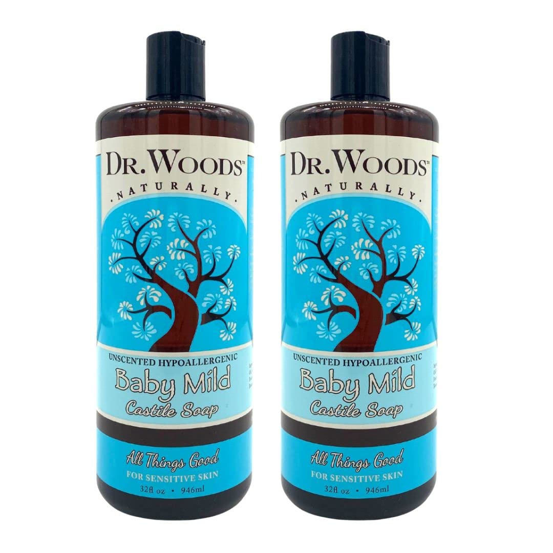 Dr. Woods Unscented Baby Mild Liquid Castile Soap, 32 Oz, Pack Of 2 - Gentle & Natural