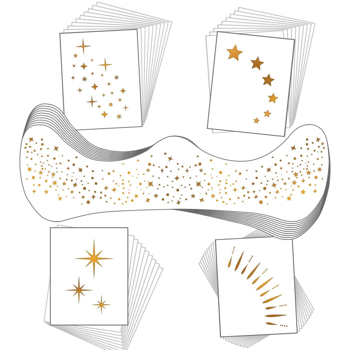 Lemonsac 50 Assorted Glitter Freckles Face Tattoos - Waterproof Sparkle Makeup Patches, Gold